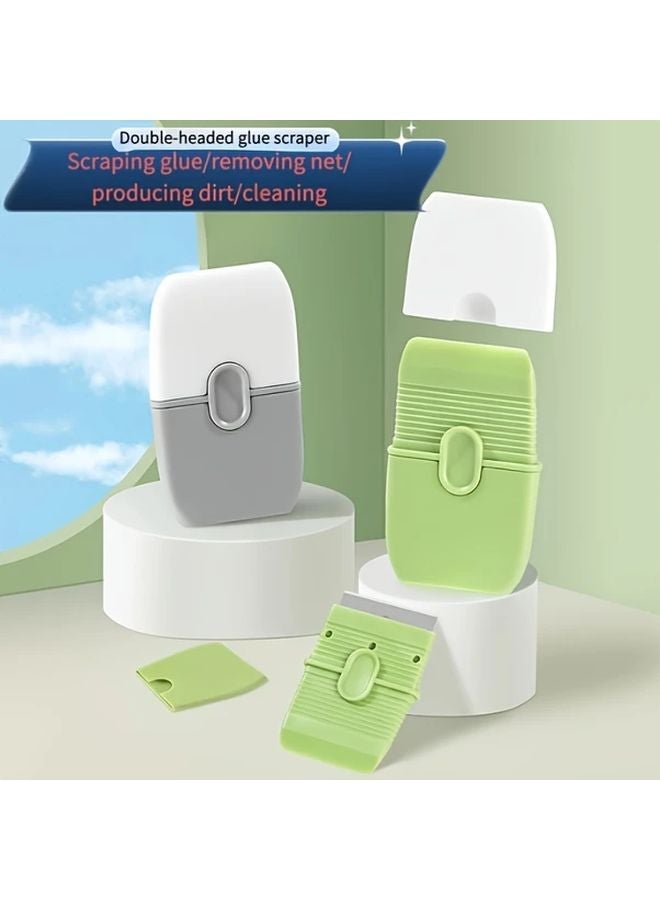 Gray Dual Head Scraper With Protective Cover For Kitchen Bathroom Window Cleaning - Image 2