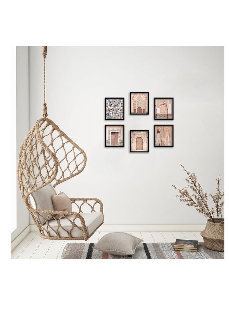 مؤسسة فكرة اليوم مجموعة من 6 ملصقات مطبوعة على قماش لفن العمارة المغربية من أفكار اليوم لأبواب عربية وأقواس مسجد | ديكور حائط أنيق لغرفة المعيشة وغرفة النوم والمكتب (بدون إطار - 1، 11 × 14 بوصة) - Image 3