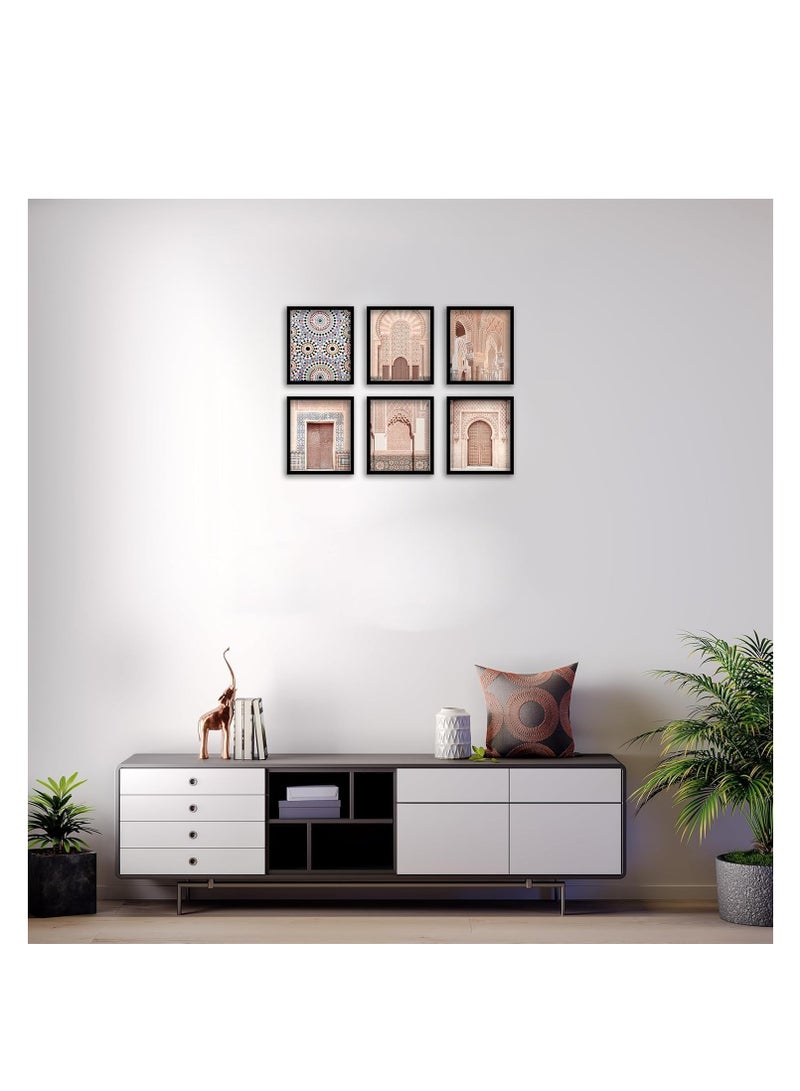 مؤسسة فكرة اليوم مجموعة من 6 ملصقات مطبوعة على قماش لفن العمارة المغربية من أفكار اليوم لأبواب عربية وأقواس مسجد | ديكور حائط أنيق لغرفة المعيشة وغرفة النوم والمكتب (بدون إطار - 1، 11 × 14 بوصة) - Image 4