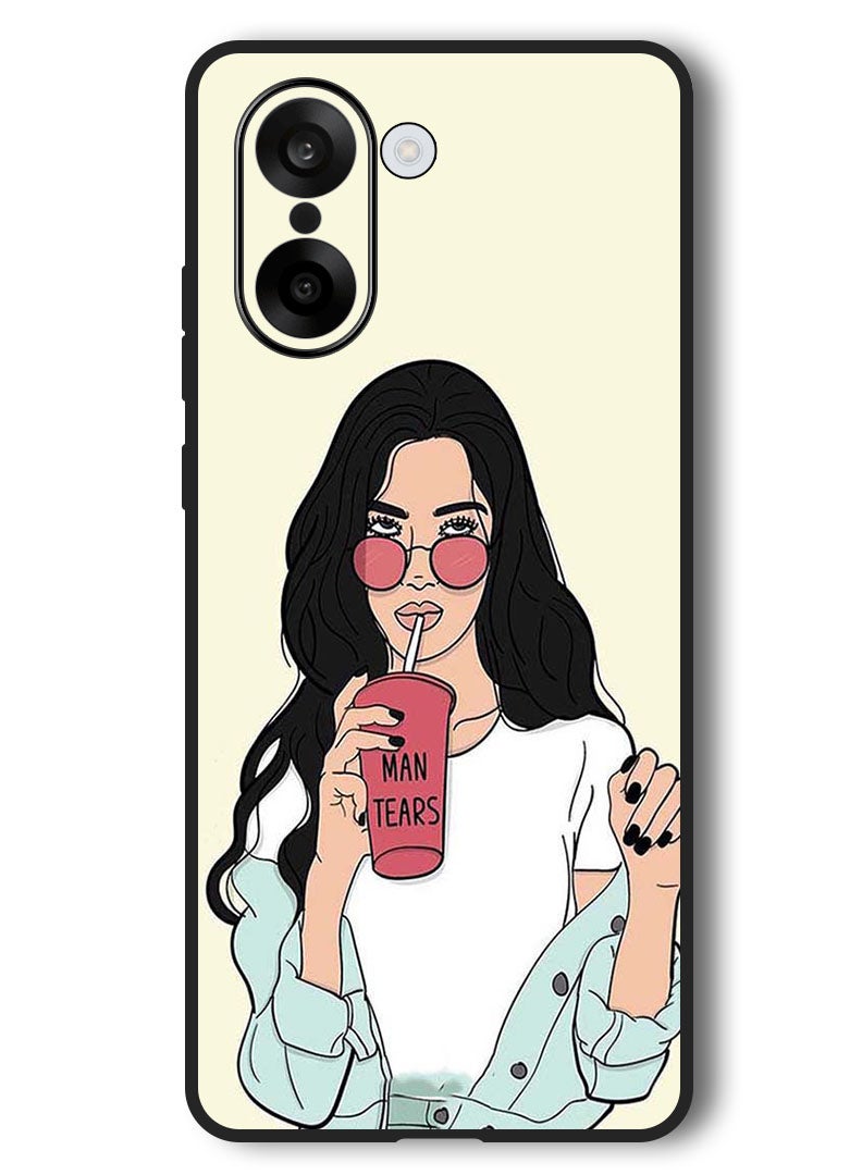 Theodor Case Compatible with OnePlus Nord CE 5 6.77 Inch Protection Shockproof Bumper Cover Girl Drinking Coffee - Image 1