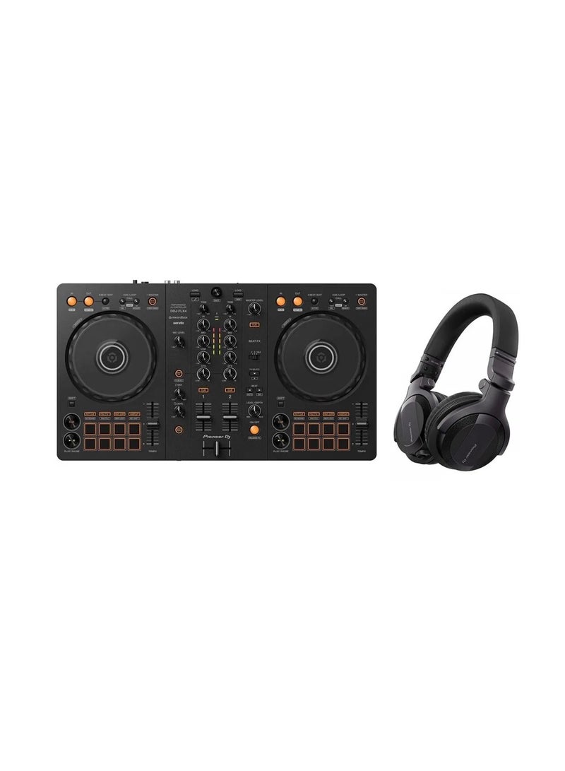 Pioneer DJ Pioneer DDJ-FLX4 2-channel DJ controller + HDJ-CUE1 DJ Equipment Bundle  - Image 1