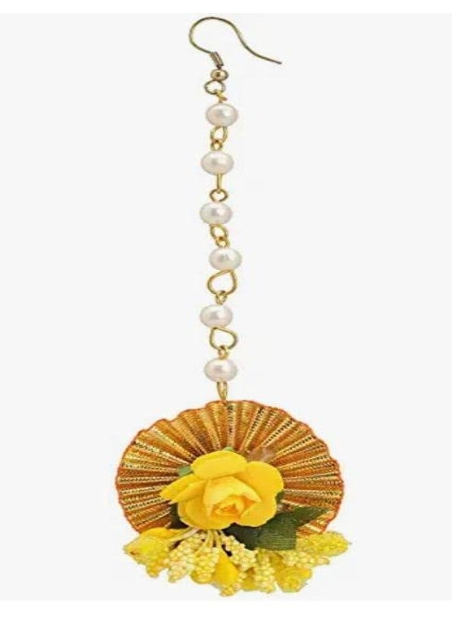 BDS CREATIONS 09A Flower Maang Tikka for Wedding | Baby Shower | Haldi | Mehandi pack of 6pcs - Image 2