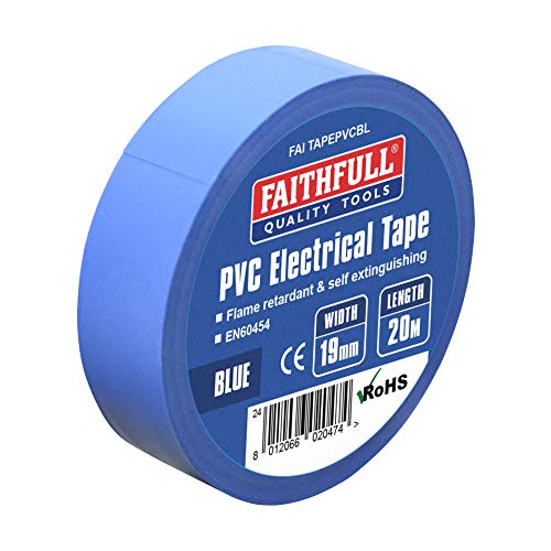 Faithfull FAITAPEPVCBL Blue PVC Electrical Tape 19 mm x 20 m - Image 1
