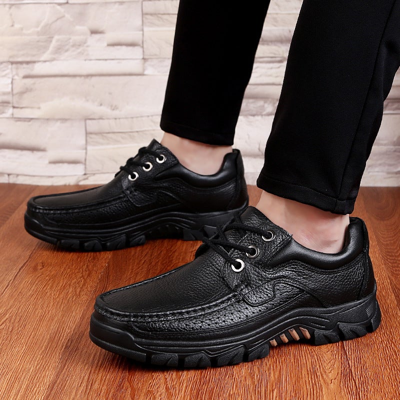 Four Seasons Men'S Shoes Breathable Men'S Casual Big Toe Leather Shoes Cowhide Thick Bottom Korean Style Plus Size Soft Bottom Middle-Aged Dad Shoes - Image 5