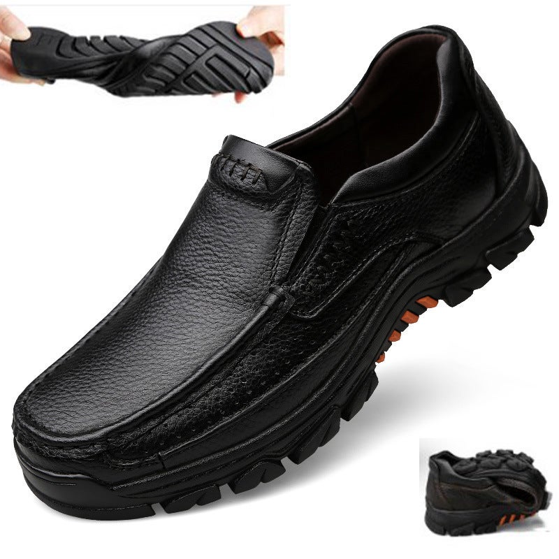 Four Seasons Men'S Shoes Breathable Men'S Casual Big Toe Leather Shoes Cowhide Thick Bottom Korean Style Plus Size Soft Bottom Middle-Aged Dad Shoes - Image 2