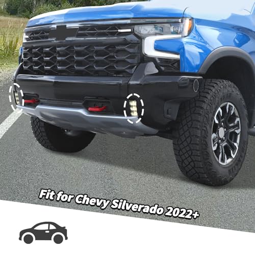 Jimen Fit for Chevrolet Silverado 2022-2024, 2PCS Front Fog Light Cover Trim, Smoked - Image 2