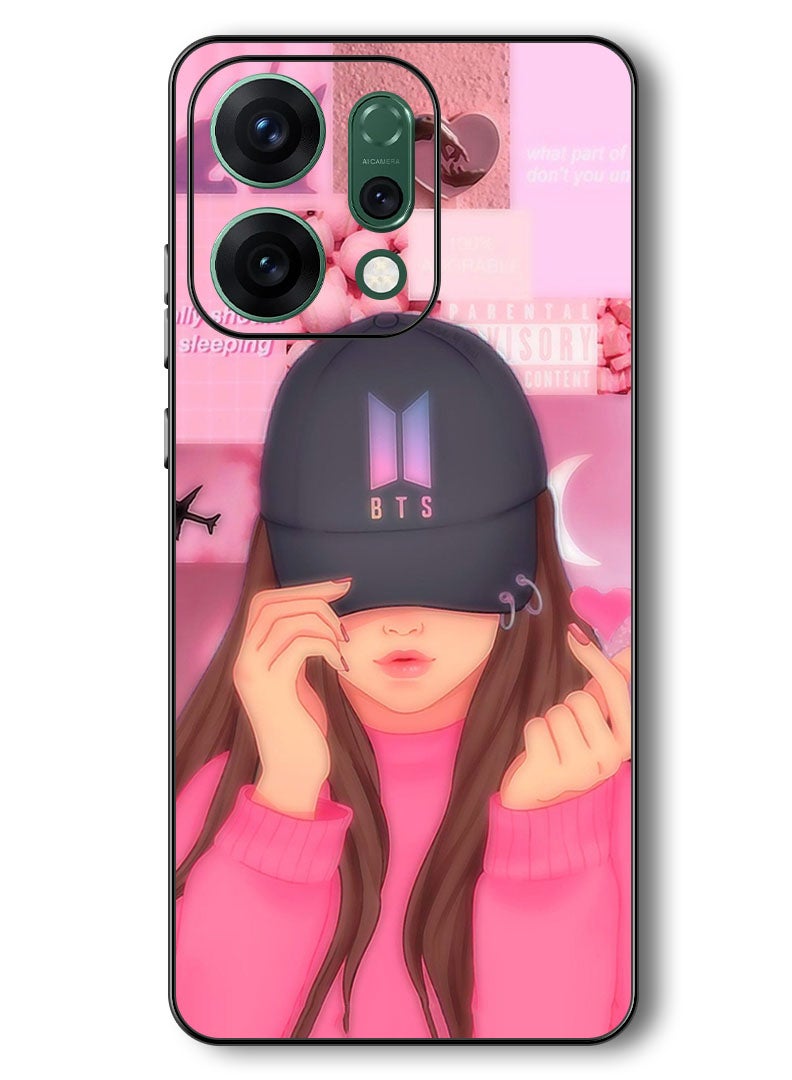 Theodor Case Compatible with Oppo Reno 14 6.59 Inch Protection Shockproof Bumper Cover Girl BTS Cap Snap - Image 1