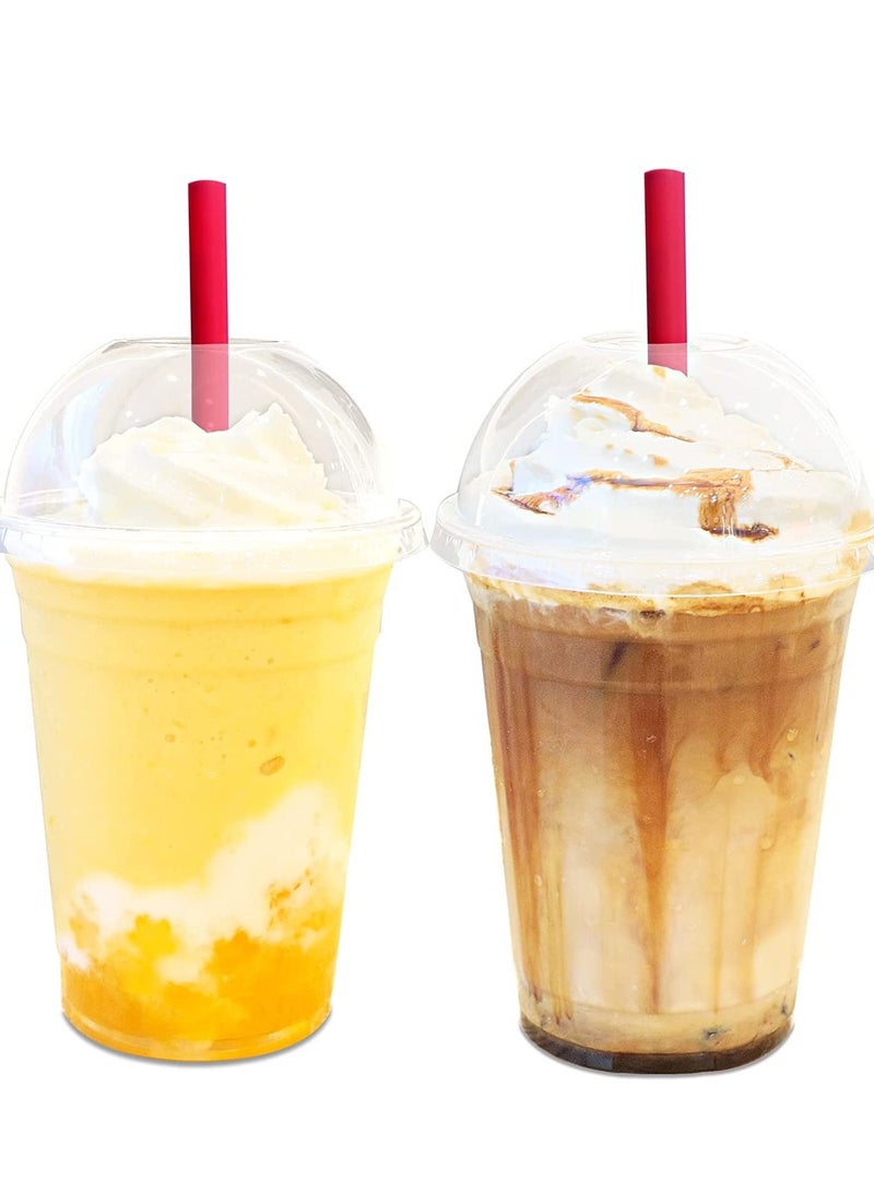 100 Sets 16 oz Clear Plastic Cups with Dome Lids Disposable Plastic Cups for To Go Iced Coffee Cold Drinks Smoothies Milkshakes Iced Tea and Sodas. - Image 1