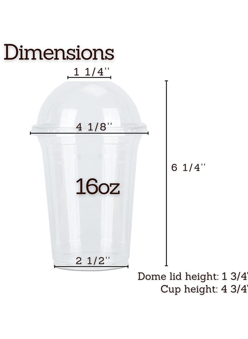 100 Sets 16 oz Clear Plastic Cups with Dome Lids Disposable Plastic Cups for To Go Iced Coffee Cold Drinks Smoothies Milkshakes Iced Tea and Sodas. - Image 5