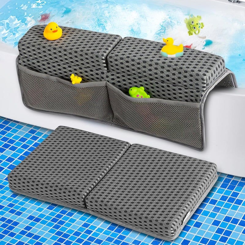 OMYSTYLE OS Baby Bath Kneeler and Elbow Rest Pad Set 15 Thick Quickly Dry Bathtub Kneeler Pad with Baby Toys  Bath Accessories Organizer Kneeling and Elbow for Tub NonSlip MatGrey - Image 1