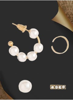 Just Peachy Just Peachy Set of 4 Gold-Toned Contemporary Stud Earrings, Versatile for Everyday Special Occasions, Ideal Gift for Her  - Image 3