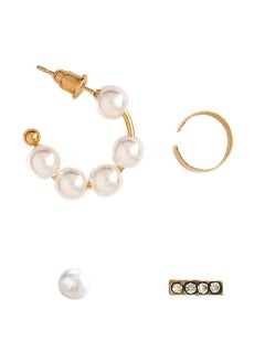 Just Peachy Just Peachy Set of 4 Gold-Toned Contemporary Stud Earrings, Versatile for Everyday Special Occasions, Ideal Gift for Her  - Image 1
