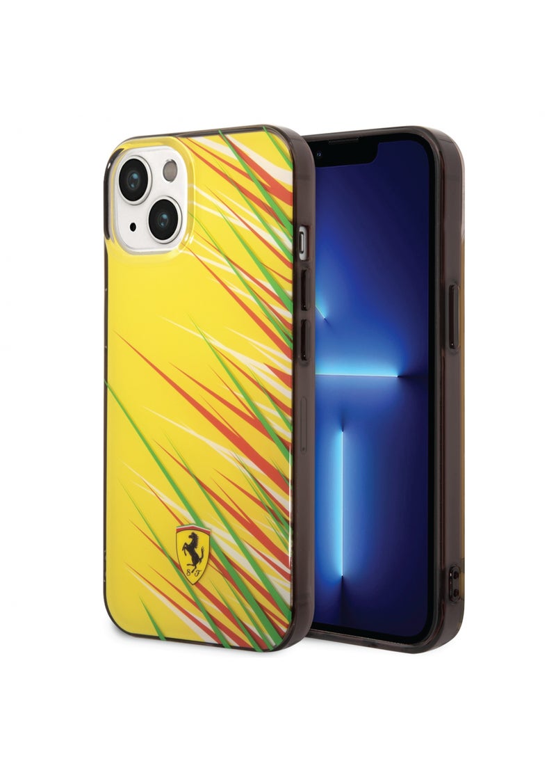 فيراري كفر ايفون 14 بولي كربون وسيلكون طباعة مزدوجة فيراري أصفر Ferrari PC/TPU Case With Double Layer Grass Print - Image 2