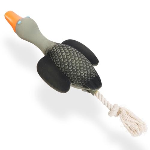 SCHITEC Squeaky Rope Dog Toys Latex Rubber Squeak Duck Tug of War Toy Interactive Play Puppy Stuffed Chew Toy for Small Medium Dogs - Image 1