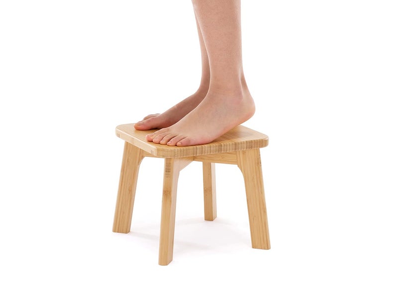 PELYN Bamboo Wooden Mini Step Stool for Kids with NonSlip Rubber Feet Small Step Foot Stools for Bedroom Kitchen Bathroom Holds up to 300lbs Sturdy and Easy Assembly