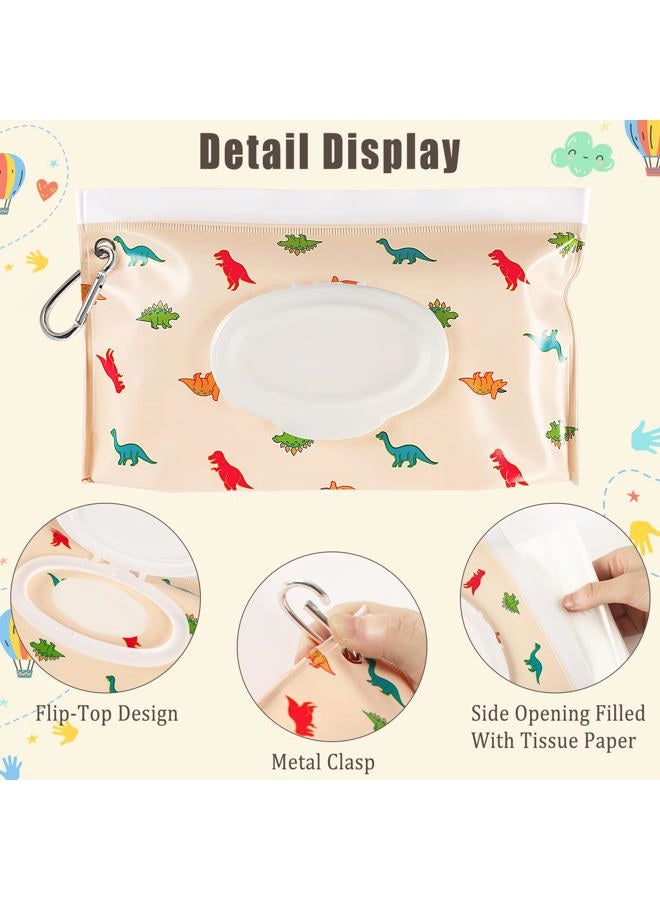 FEBSNOW 2 Pack Baby Wipes Dispenser, Portable Refillable Wipe Holder Baby Wipes Container Travel Wipes Case Reusable Wet Wipes Pouch (Dinosaur, Car) - Image 4