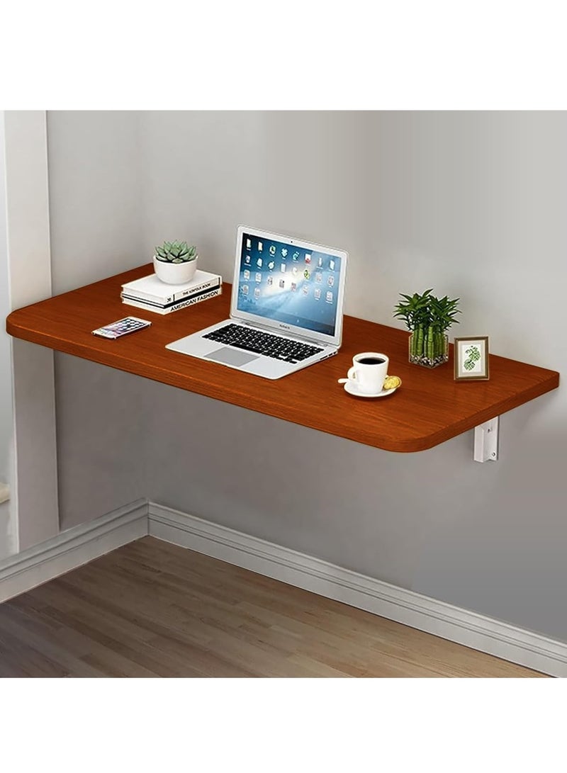 VITION حامل تثبيت على الحائط للكمبيوتر، طاولة قابلة للطي مثبتة على الحائط، رف معدني قابل للطي، حامل طاولة (30 × 50 سم) جوز - Image 1