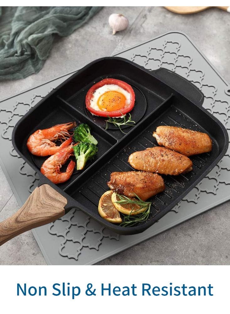 حصيرة تجفيف سيليكون لأسطح المطبخ، 12 × 16 إنش، حصيرة تجفيف المطبخ (رمادي) - Image 4