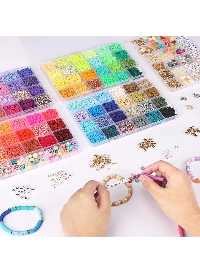 Capstro 13,000 Pcs Clay Beads Jewelry Making Kit – Soft Polymer Clay Beads with Strings, Clasps & Charms | DIY Bracelet & Necklace Craft Box for Kids & Teens – Ninety Two Colors - Image 5