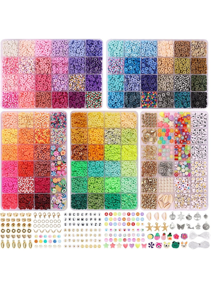Capstro 13,000 Pcs Clay Beads Jewelry Making Kit – Soft Polymer Clay Beads with Strings, Clasps & Charms | DIY Bracelet & Necklace Craft Box for Kids & Teens – Ninety Two Colors - Image 1