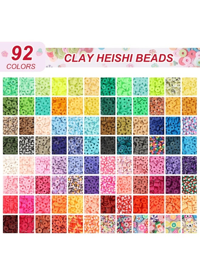 Capstro 13,000 Pcs Clay Beads Jewelry Making Kit – Soft Polymer Clay Beads with Strings, Clasps & Charms | DIY Bracelet & Necklace Craft Box for Kids & Teens – Ninety Two Colors - Image 2