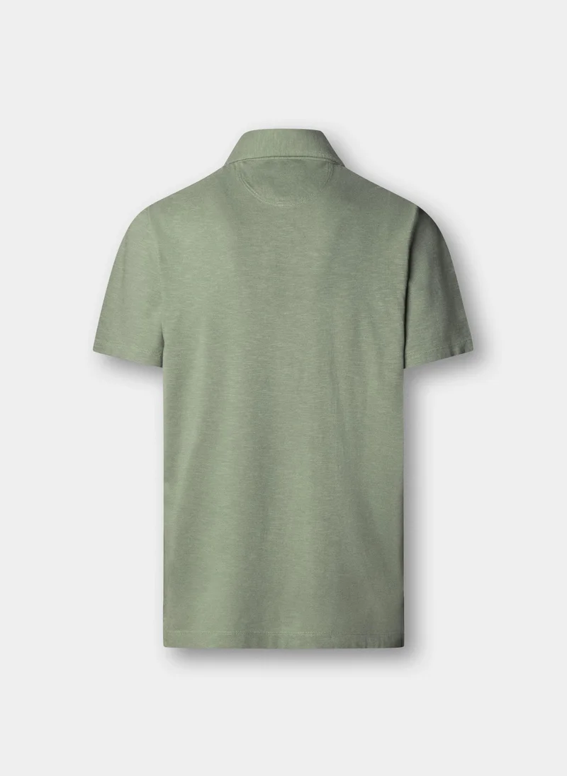 Hackett Classic Fit Short Sleeve Linen Trim Polo