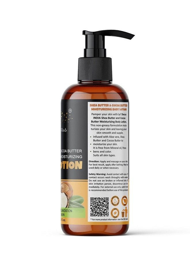 La' Decus INDIA - Moisturizing Body Lotion With Shea And Cocoa Butter ;; Deep Hydration ;; No Mineral Oil Parabens Silicones And Color 200Ml - Image 1