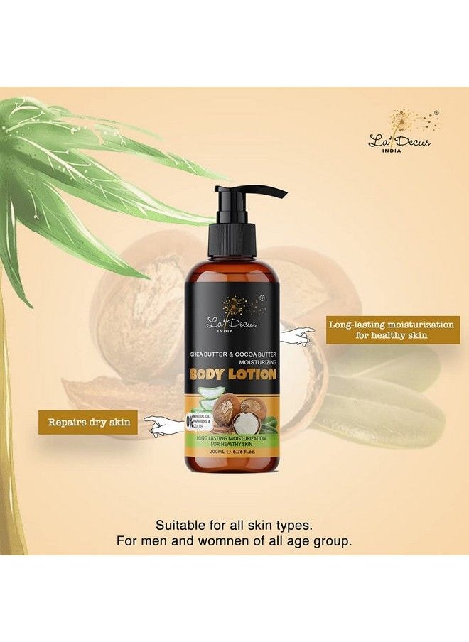 La' Decus INDIA - Moisturizing Body Lotion With Shea And Cocoa Butter ;; Deep Hydration ;; No Mineral Oil Parabens Silicones And Color 200Ml - Image 1