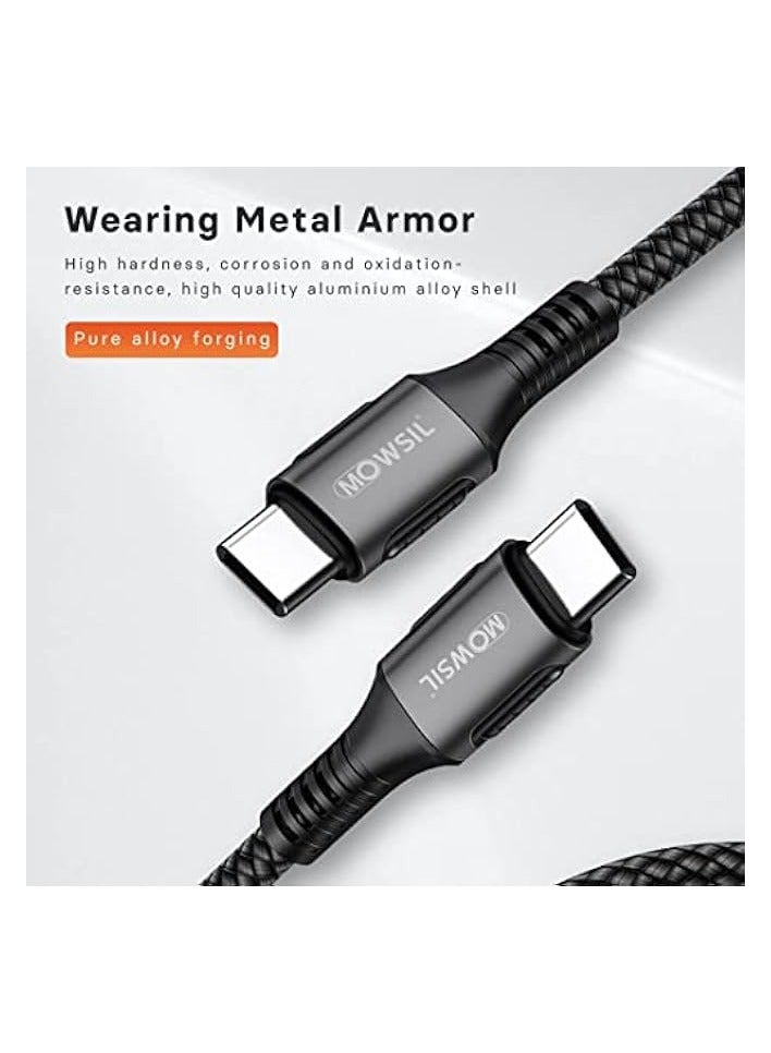 Mowsil USB C Cable 2Mtr, Nylon-Braided USB-C to USB-C 2.0 Cable (C to C) Compatible for iPhone 15/15 Plus/15 Pro/15 Pro Max, iPad Pro/Air/mini 6, MacBook Pro/Air, Galaxy S23, Huawei P60, Xiaomi, - Image 5