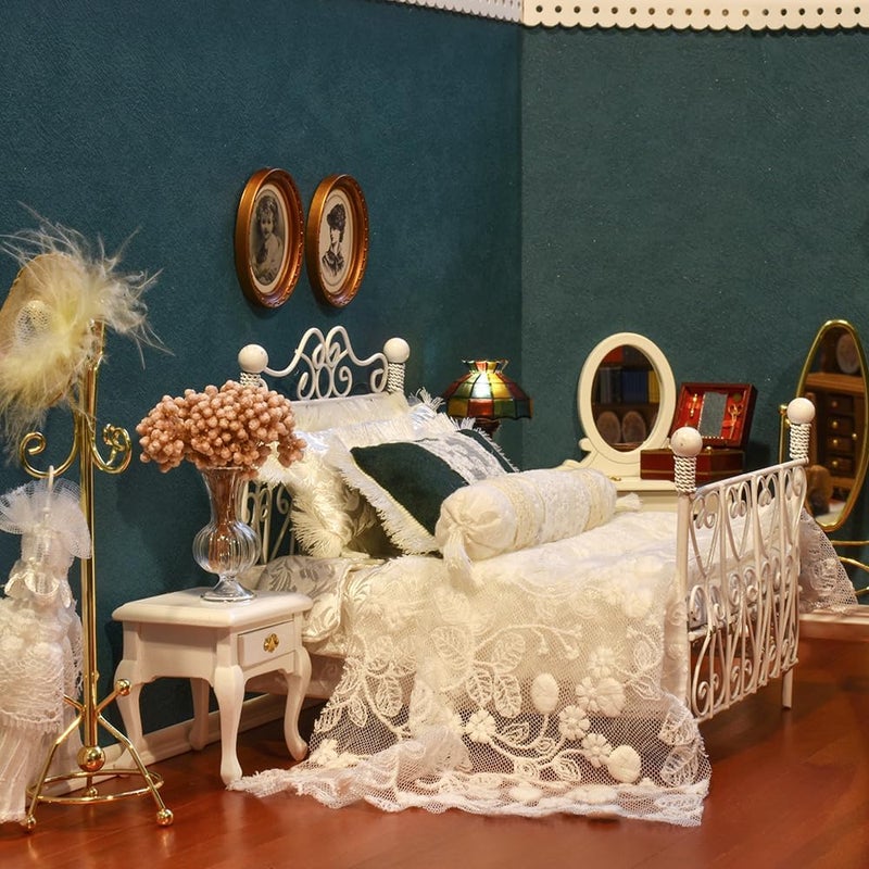 iLAND Victorian Dollhouse Furniture on 112 Scale Dollhouse Bed Set 5pcs - Image 3