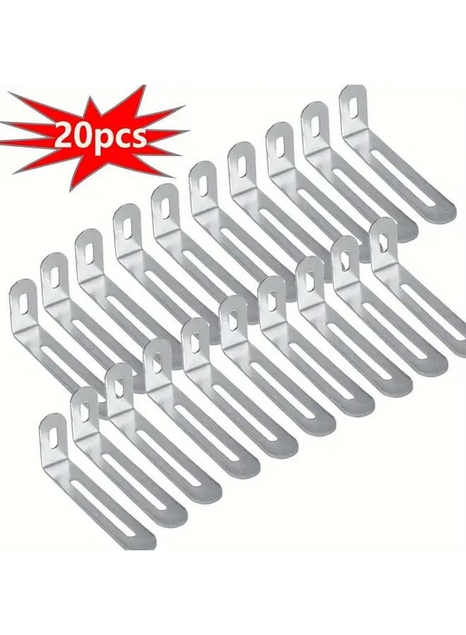 20Pcs Heavy Duty L Shaped Shelf Bracket Black Silvery Adjustable Angle Bracket - Image 1