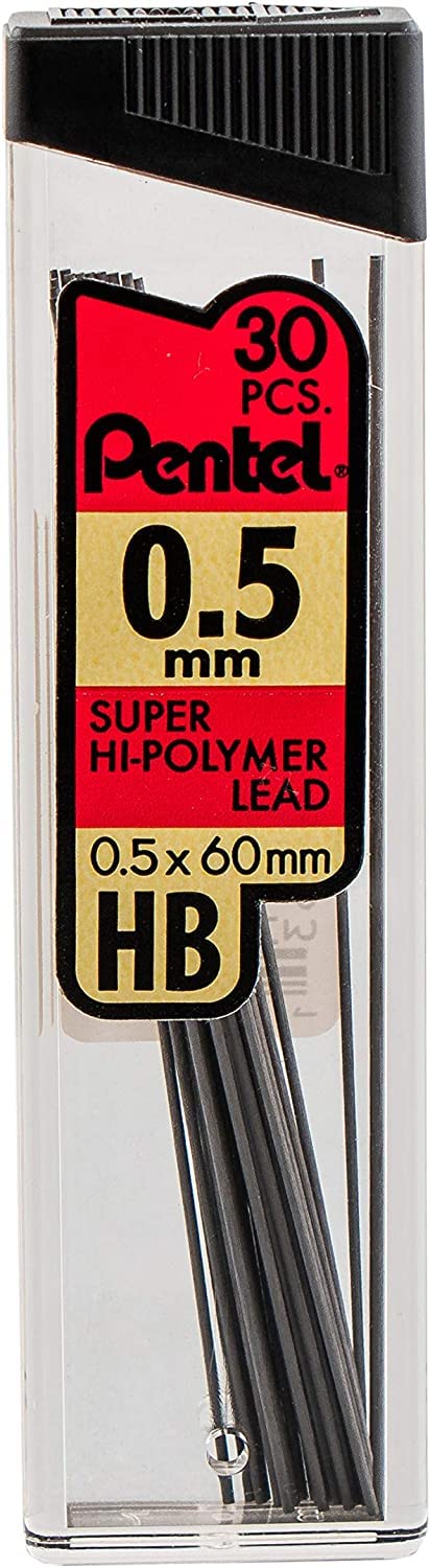 Pentel 5Mm Lead Refill And Eraser Pack For Mechanical Pencils - Super Hi-Polymer Lead Refills - Value Pack - 6 Packs Of 0.5 Lead Refills (30 In Each) - 3 Packs Of White Eraser Refills (4 In Each) - Image 3