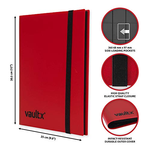 Vault X 9 Pocket Trading Card Strap Binder, 360 Cards, Standard, 20 Side-Loading Pages, TCG (Red) - Image 2