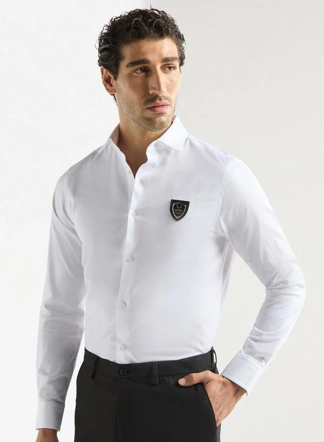 Emperor Emperor Waffle Textured Dobby Shirt with Collar