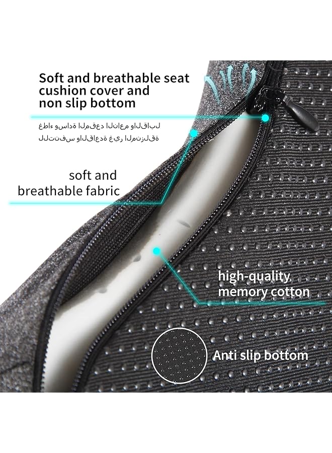 erorex Seat Cushion Large Memory Foam Chair Cushions For Office、Car Relief Back、Hip、Sciatica Pain Ergonomic Pad Pillow Supports Pressure Long Sitting Office Workers Drivers And Elderly Black - Image 5