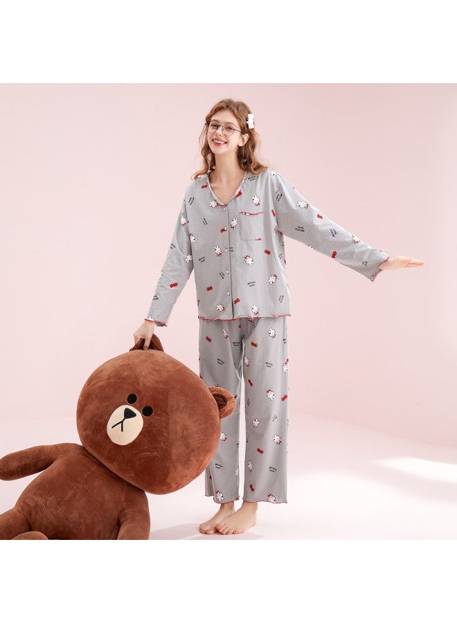 Fenton authentic Brown Bear Ip Playful Pajama Set For Women, Homewear, Girls & Students - Image 5