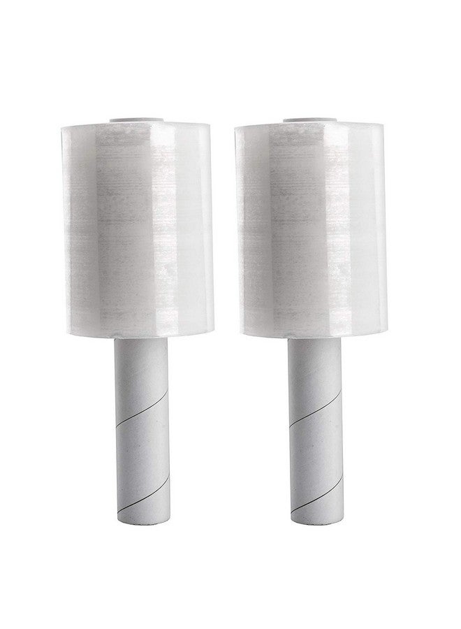 EatingBiting 2pcs 250Ft Industrial Strength Hand Stretch Wrap 4" Clear Plastic Durable Thick Clear Cling Plastic Moving Supplies Durable Self Adhering Packing Pallet Furniture Heavy Duty Shrink Film - Image 2