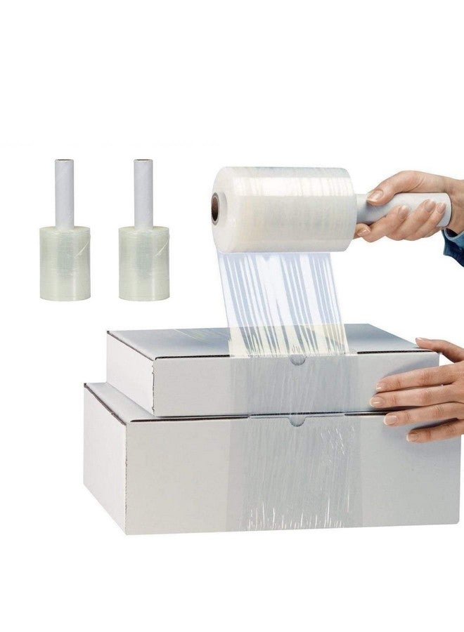 EatingBiting 2pcs 250Ft Industrial Strength Hand Stretch Wrap 4" Clear Plastic Durable Thick Clear Cling Plastic Moving Supplies Durable Self Adhering Packing Pallet Furniture Heavy Duty Shrink Film - Image 1