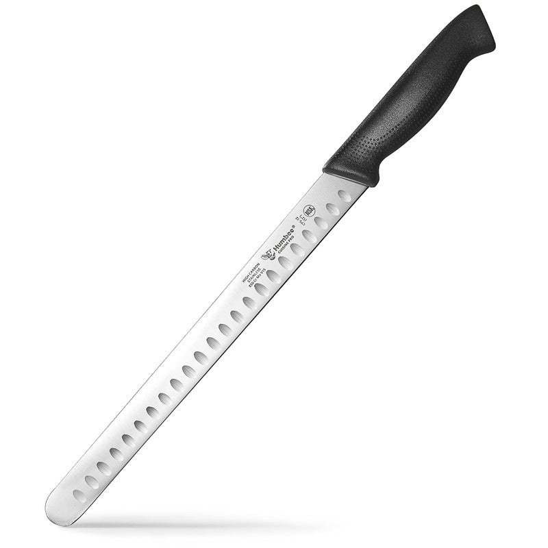Humbee Carving Knife 12Inch with Granton Edge for Turkey Ham Meat Slicing and cutting NSF Certified CP512 Black