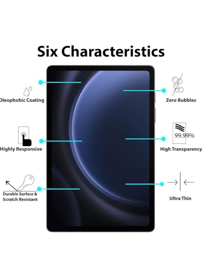 DUSALA Screen protector for Samsung Galaxy Tab S9 FE 10.9 inch 2023 Edge to Edge Full Screen Coverage Anti Scratch Tempered Glass - Image 2