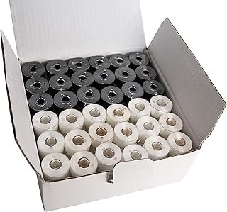HimaPro 144 PreWound Bobbins for Embroidery Machines Class 15 Size A (SA156) Plastic Sided 60 WT (Black&White) - Image 1