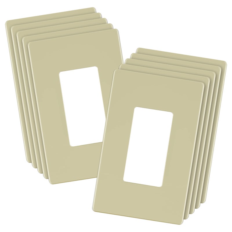 LIDER Decorator Switch Cover Screwless Wall Plate MidSize 1Gang 488 x 311 LSWP31MI10P UL Listed Thermoplastic Matte Ivory 10Pack - Image 2