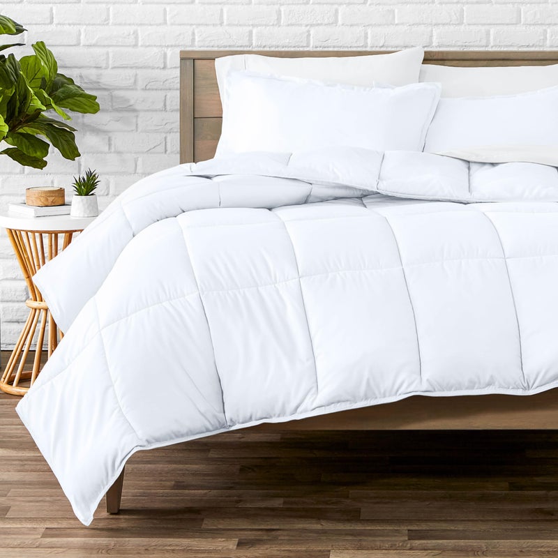 Bare Home Comforter Set Full Size UltraSoft Goose Down Alternative Premium 1800 Series All Season Warmth Full White