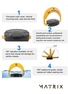 MATRIX Very HIGH QUALITY Strong metal Car Automatic Remote Control Parking Lock Device To Prevent Others From Occupying parking lot With Collision Alarm 7KG  - Image 3
