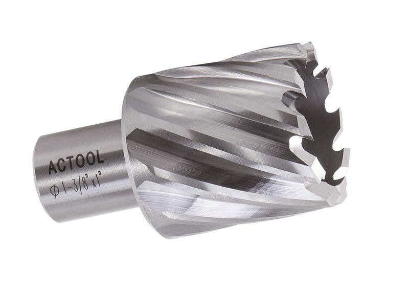 ACTOOL 1-3/8" Diameter × 1" Depth of Cut HSS ANNULAR Cutter with 3/4'' Weldon Shank - Image 1