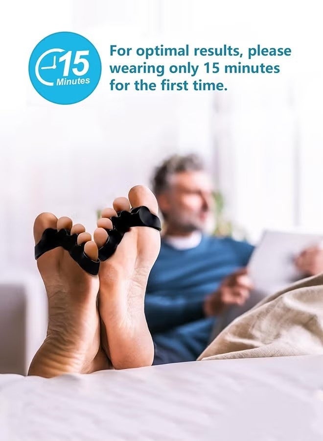 فواصل أصابع القدم تستخدم للعناية الصحية والجمال والباديكير والتهاب اللفافة الأخمصية وأصابع القدم المخلبية وحالات القدم الأخرى للرجال والنساء قطعتين باللون الأسود - Image 3