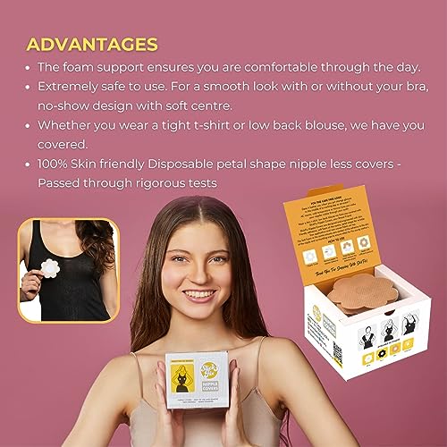 SLICKFIX Self Adhesive Nipple Covers Disposable, (Skin Colour) Pack of 10 pcs, Nipple Protectors, No Show Bra for Women, Nipple Shields, Breast Covers for Girls, Nipple Petals Disposable. - Image 3