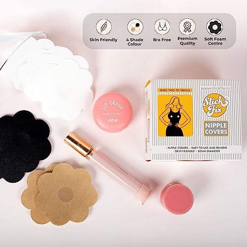 SLICKFIX Self Adhesive Nipple Covers Disposable, (Skin Colour) Pack of 10 pcs, Nipple Protectors, No Show Bra for Women, Nipple Shields, Breast Covers for Girls, Nipple Petals Disposable. - Image 2