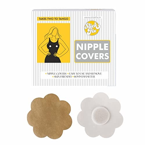 SLICKFIX Self Adhesive Nipple Covers Disposable, (Skin Colour) Pack of 10 pcs, Nipple Protectors, No Show Bra for Women, Nipple Shields, Breast Covers for Girls, Nipple Petals Disposable. - Image 1