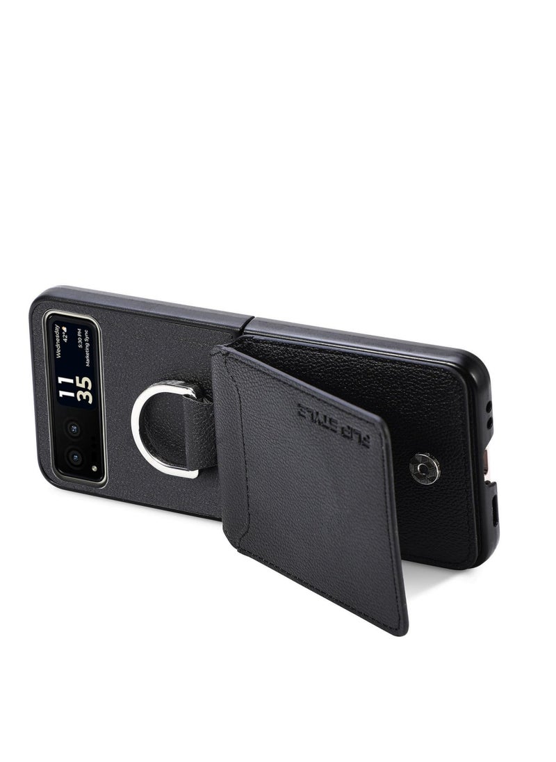 Excefore - Wallet Case Compatible with Motorola Razr+ 2023, PU Leather Protective Phone Case Kickstand Full Coverage Pocket Ring Case, Compatible for Motorola Razr+ 2023 Case - Image 1